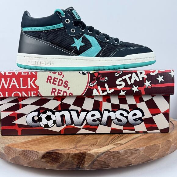 Converse x Liverpool FC Men's 8.5 Sneakers Fastbreak Pro Mid Black Teal A12785C - Picture 13 of 14